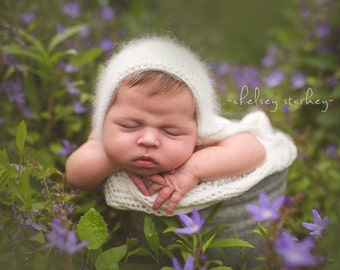 Angora Bonnet- Newborn Size- Photography Prop