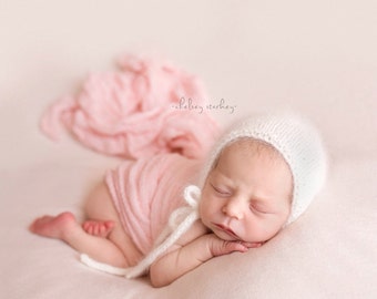 KNITTING PATTERN ONLY! Angora Bonnet- Newborn Size- Photography Prop