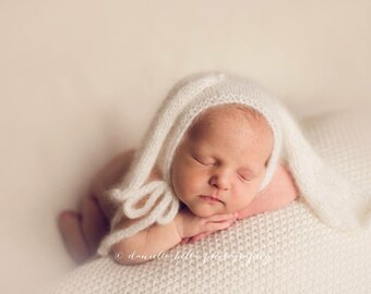 Newborn Bunny Bonnet- Angora- Photography Prop- You Choose the color!