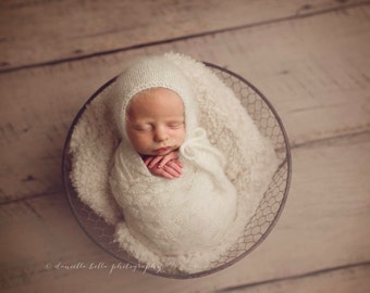 Angora Bonnet- Newborn Size- Photography Prop- YOU choose the color! 16 choices