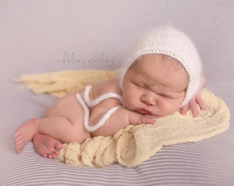 Angora Bonnet- Newborn Size- Photography Prop- You Choose the color!