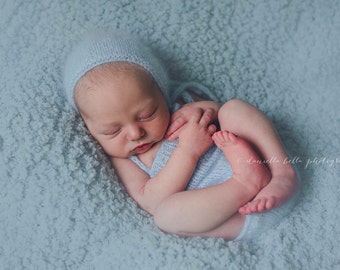 Angora Bonnet and Romper Set- Newborn Size- Photography Prop- YOU choose the color! 16 choices
