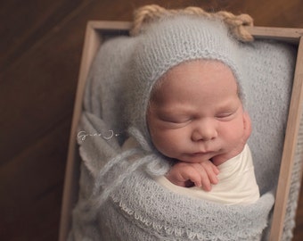 Angora Bonnet- Newborn Size- Photography Prop