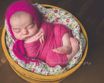 Angora Bonnet- Newborn Size- Photography Prop- You Choose the color!