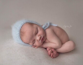 Angora Bonnet- Newborn Size- Photography Prop