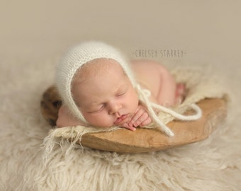 Angora Bonnet- Newborn Size- Photography Prop- YOU choose the color! 16 choices