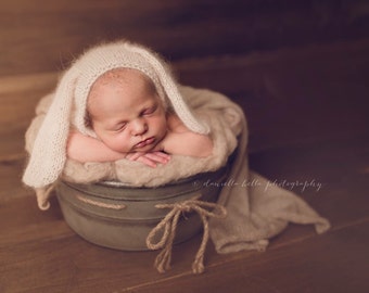 Newborn Bunny Bonnet- Angora- Photography Prop- You Choose the color!