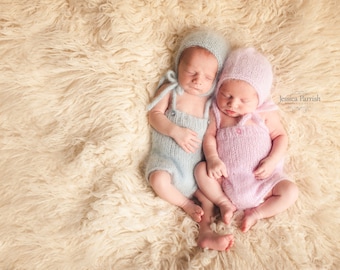 Angora Bonnet and Romper Set- Newborn Size- Photography Prop- YOU choose the color! 16 choices