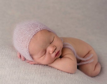 Newborn Mohair Bonnet- gray