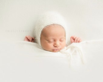 Angora Bonnet- Newborn Size- Photography Prop- You Choose the color!