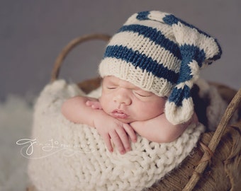 KNITTING PATTERN ONLY! Newborn Striped Stocking Hat