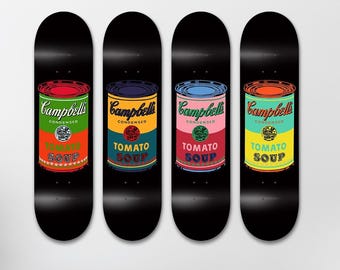Tabla de skate Soup Cans, juego de 4 piezas, decoración de pared de arte pop, madera de arce