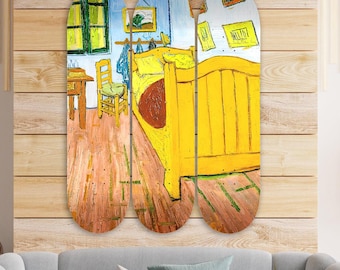 The Bedroom, Skateboard Set of 3Pcs, Pro-Grade Maple Skateboard, Pop Art, Wall Decor