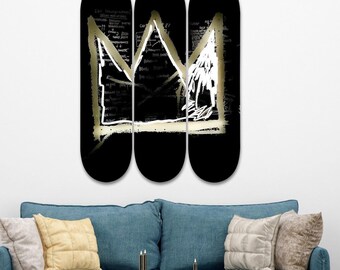 Crown Skateboard Deck Wall Art, Set of 3 Boards Home Decoration