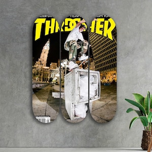Trasher New York, Set of 3Pcs, Pro-Grade Maple Skateboard, Pop Art, Wall Decor
