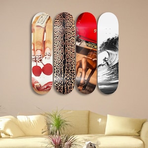 Modern Style Art, Skateboard Set of 4Pcs, Pro-Grade Maple Wood, Pop Art, Aesthetic Room Decor