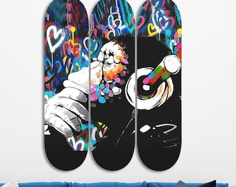 Modern esthetiek skateboarddeckkunst, set van 3 boards, esdoornhout, wanddecoratie