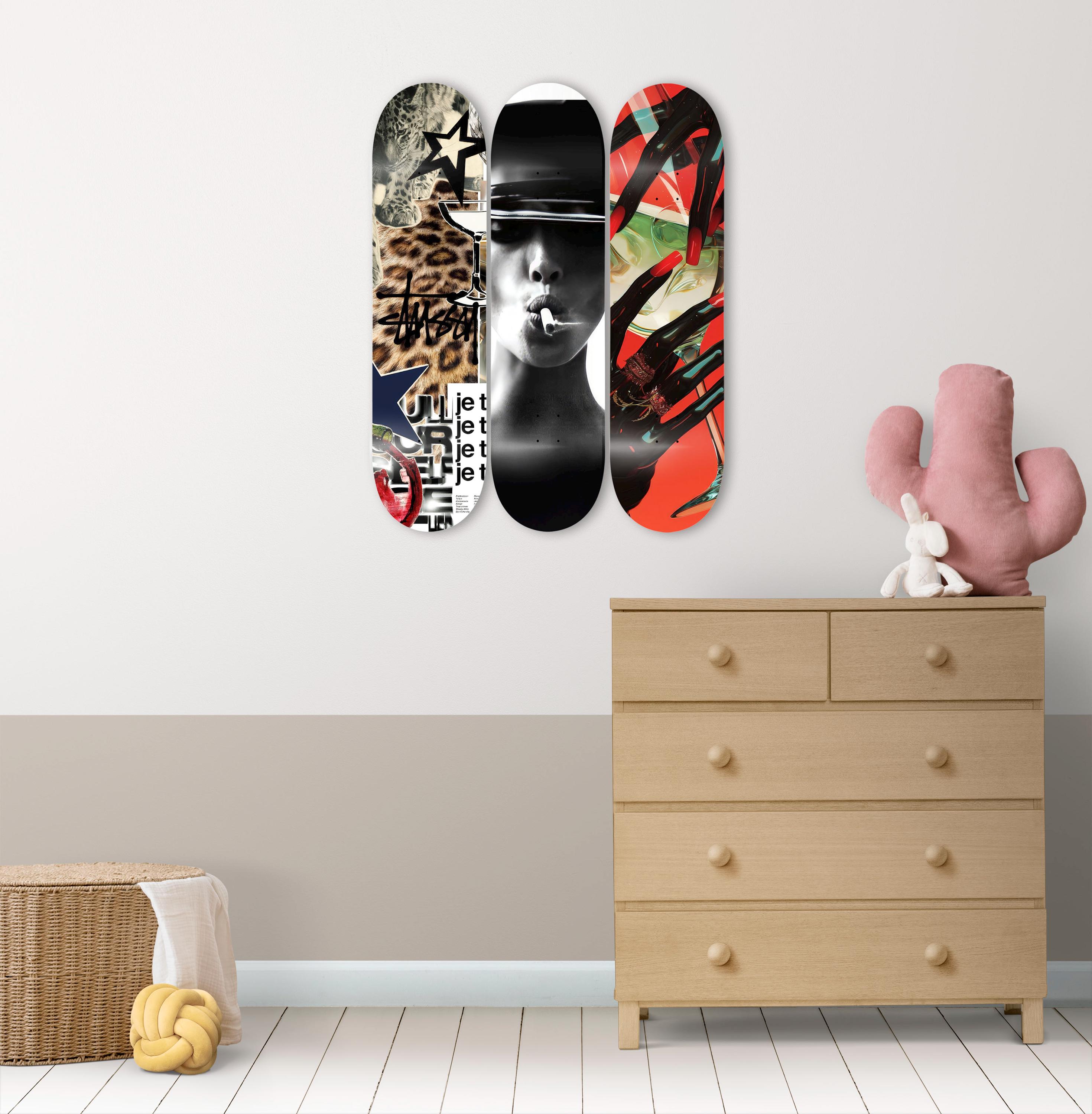 cigarette skateboards Cigarette Girl Skateboard Deck Wall Decoration, Set of 3 Boards