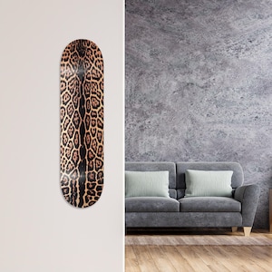 Leopard Skateboard Wall Art, Pro-Grade Maple Wood, Pop Art, Wall Decor