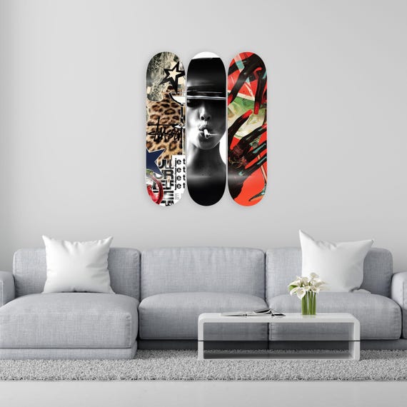 cigarette skateboards Cigarette Girl Skateboard Deck Wall Decoration, Set of 3 Boards