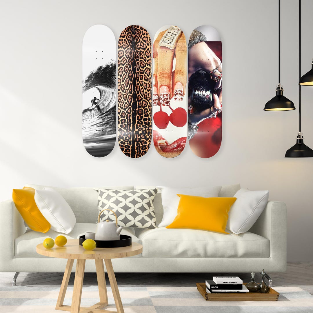 Skateboard Deck Wall Decor, Set of 4 Boards, Home and Office Decor - Etsy