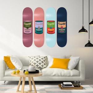 Soup Cans 2, Skateboard Set of 4Pcs, Pro-Grade Maple Skateboard, Pop Art, Aesthetic Room Decor