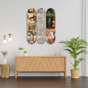 Modern Style Art, Skateboard Set of 3Pcs, Pro-Grade Maple Wood, Pop Art, Wall Decor