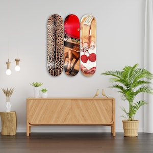Modern Skateboard Wall Pop Art, Pro-Grade Maple Boards, Home and Office Decor