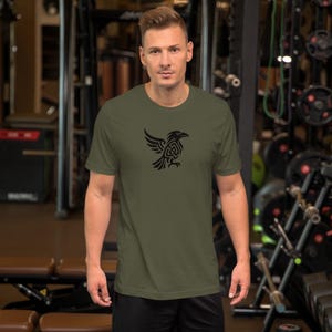 Viking Series | Viking Raven T-Shirt | Nordic Symbol Shirt | Tribal Raven Graphic Tee | Odin’s Raven Minimalist T-Shirt