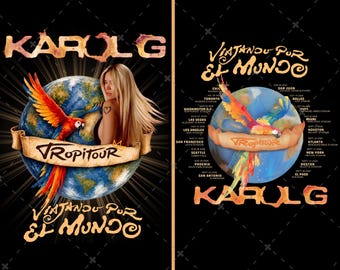 Karol G TropiTour PNG Design, Viajando Por El Mundo (Digital Download)