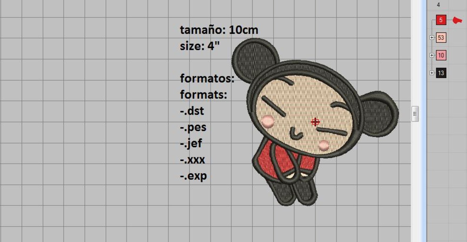 Pucca Embroidery Design / Embroidery Pattern / Embroidery Design 8x8cm ...