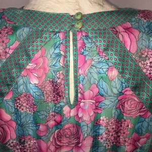 Vtg 80s Diane Freis Dress Floral Pink Roses Boho Femme Secretary Flutter Spring Cocktail sz M image 5