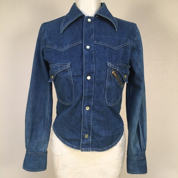 denim pearl snap shirt