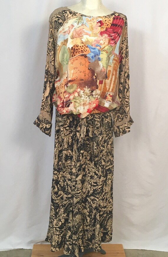 rayon midi dress with sleeves