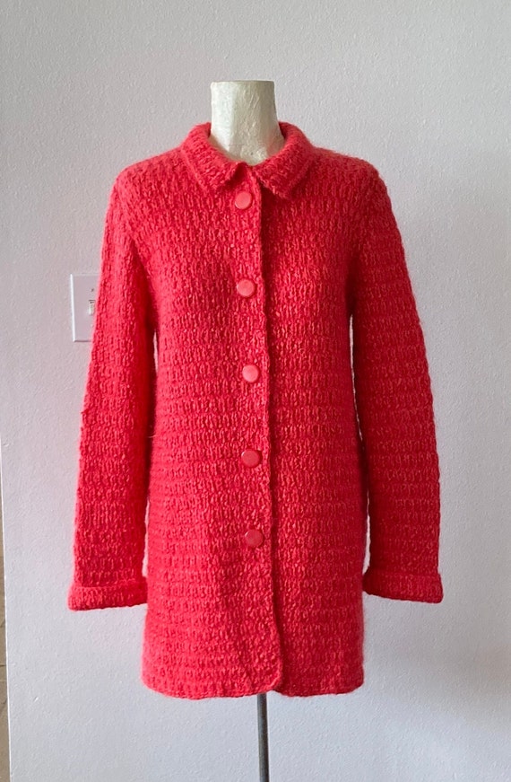 Vintage 60s Cardigan Sweater LUSH Coral Pink Soft… - image 3