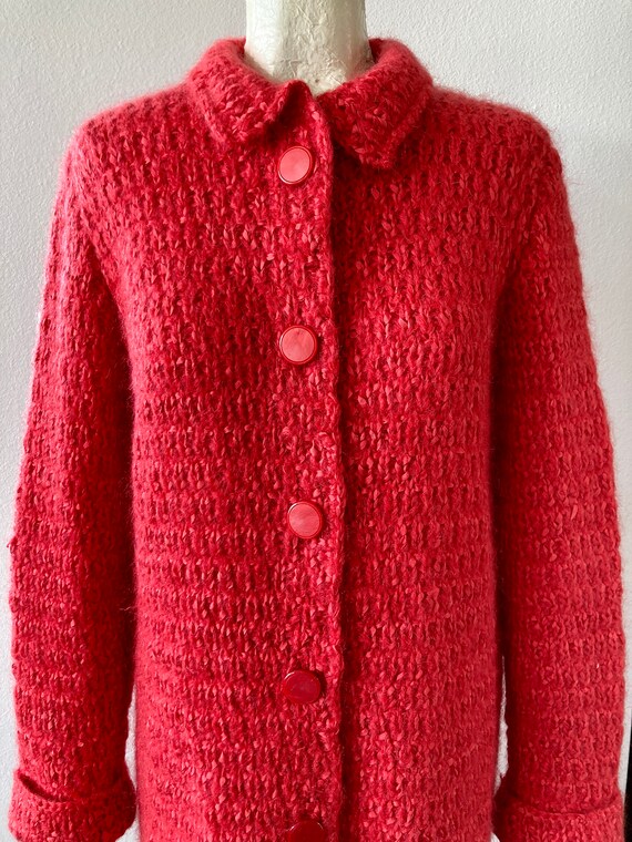 Vintage 60s Cardigan Sweater LUSH Coral Pink Soft… - image 4