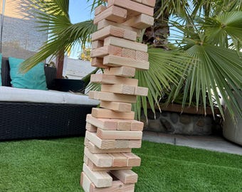 Giant Tumbling Tower Game, 54 Wood Blocks, Play over 5ft, Backyard Wedding