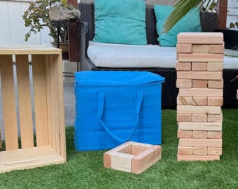 Giant Timber Topple Game with Storage (45 Blocks with Tote)