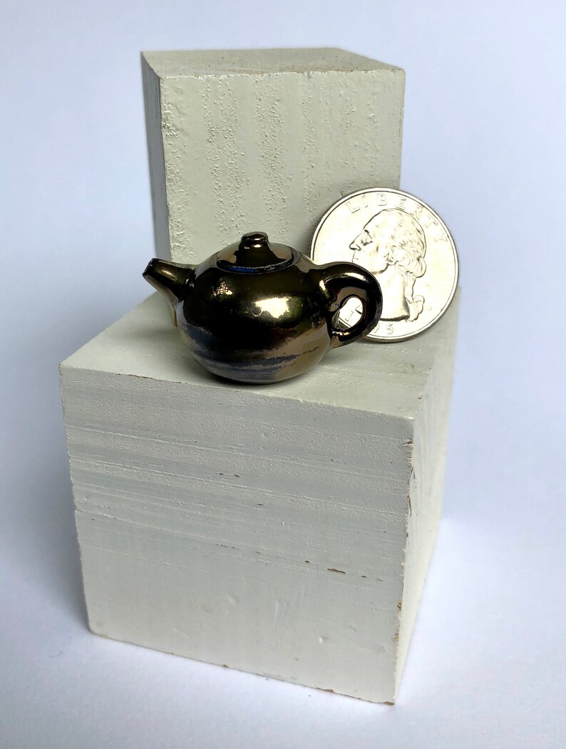 Mini Collectible Handmade Teapot, 1:12 Miniature Pottery Dollhouse Furniture Fairy Teapot, Handmade Mini Pottery, Miniature OOAK Ceramics image 3