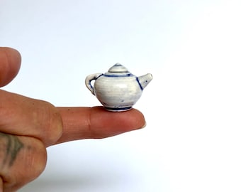 Dollhouse Teapot, Miniature Handmade Ceramic Collectible Teapot, Mini Pottery, Dollhouse Furniture Furnishings, Fairy Teapot,