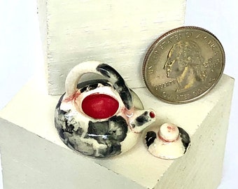Miniature Handmade Ceramic Teapot, Dollhouse Furniture, Mini Teapot, Dollhouse Teapot, Handmade Miniature Pottery Ceramics, Dollhouse Minis