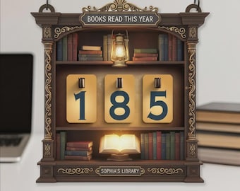 Personalized Books Read This Year Counter – Custom Library Reading Tracker Gift for Book Lovers