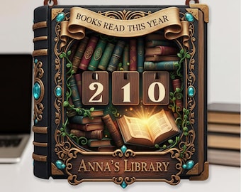 Personalized Book Tracker Sign: Books Read This Year Counter, Fantasy Library Wall Decor