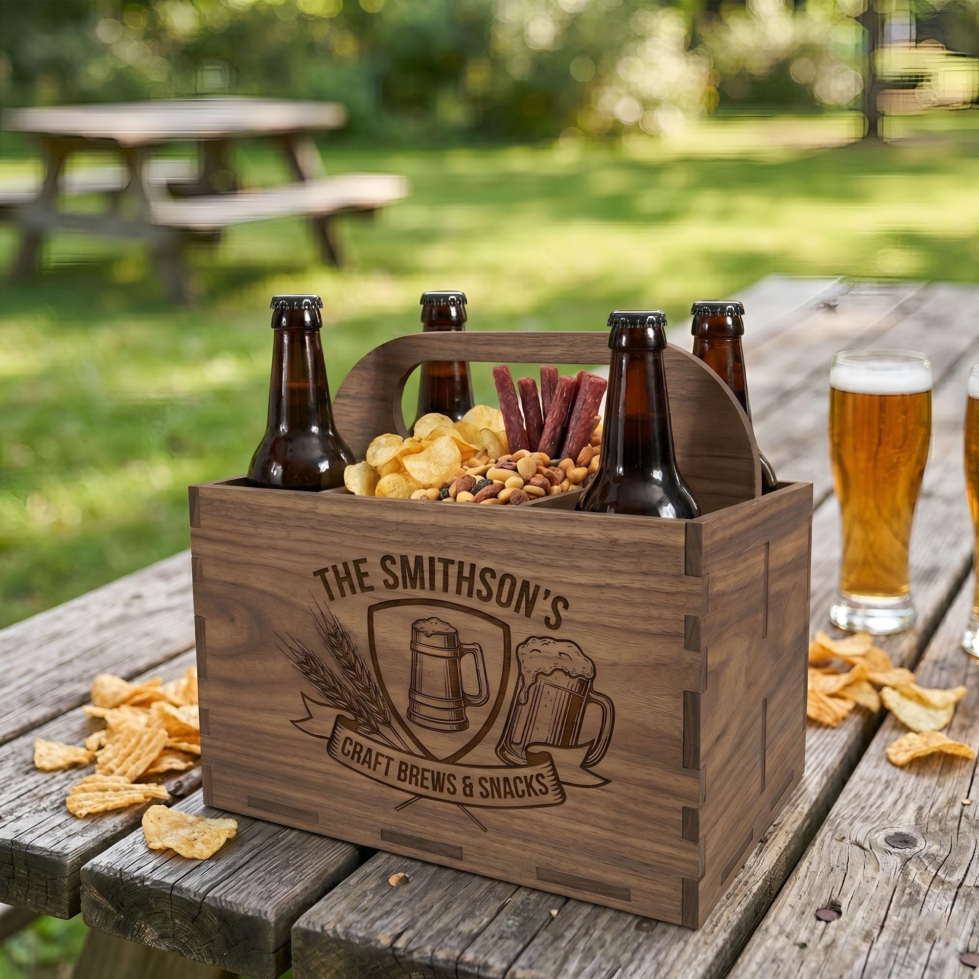 Personalized Dad Beer Caddy with Snack Tray