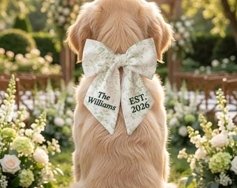 Noeud papillon personnalisé : accessoire de mariage en toile pour animal de compagnie - Noeud papillon brodé pour chien et chat