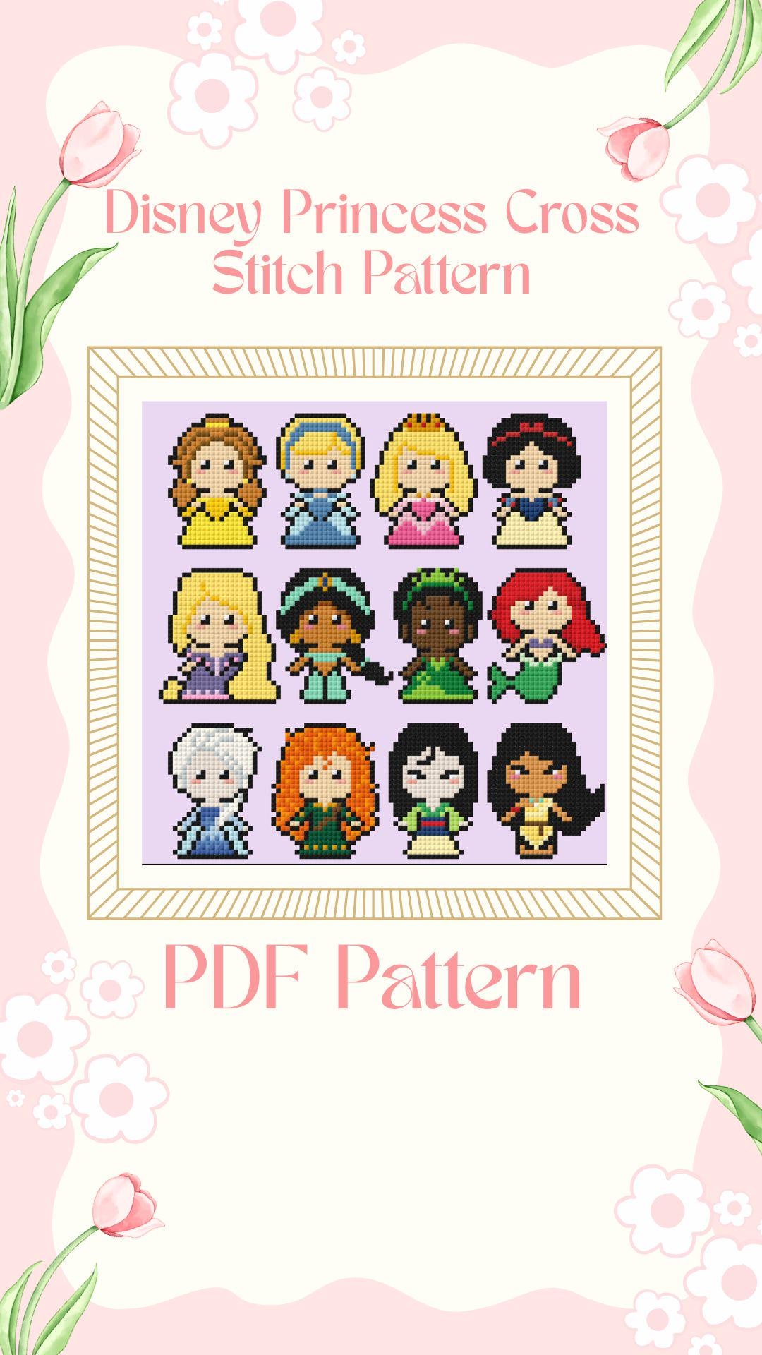 Disney Princess Cross Stitch Pattern, Beginner Friendly (PDF ...