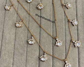 Moissaniet bedelketting set | Vergulde bruidssieraden