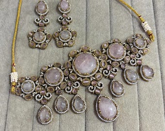 Bridal kundan statement necklace set with Earrings / Traditional Indian Wedding jewelry/ Ethnic choker jewelry