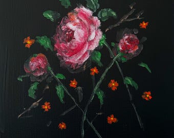 Red Rose Acrylic Painting 10x10 on Canvas