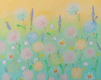 Yellow flower Acrylic Painting 10x10 on Canvas